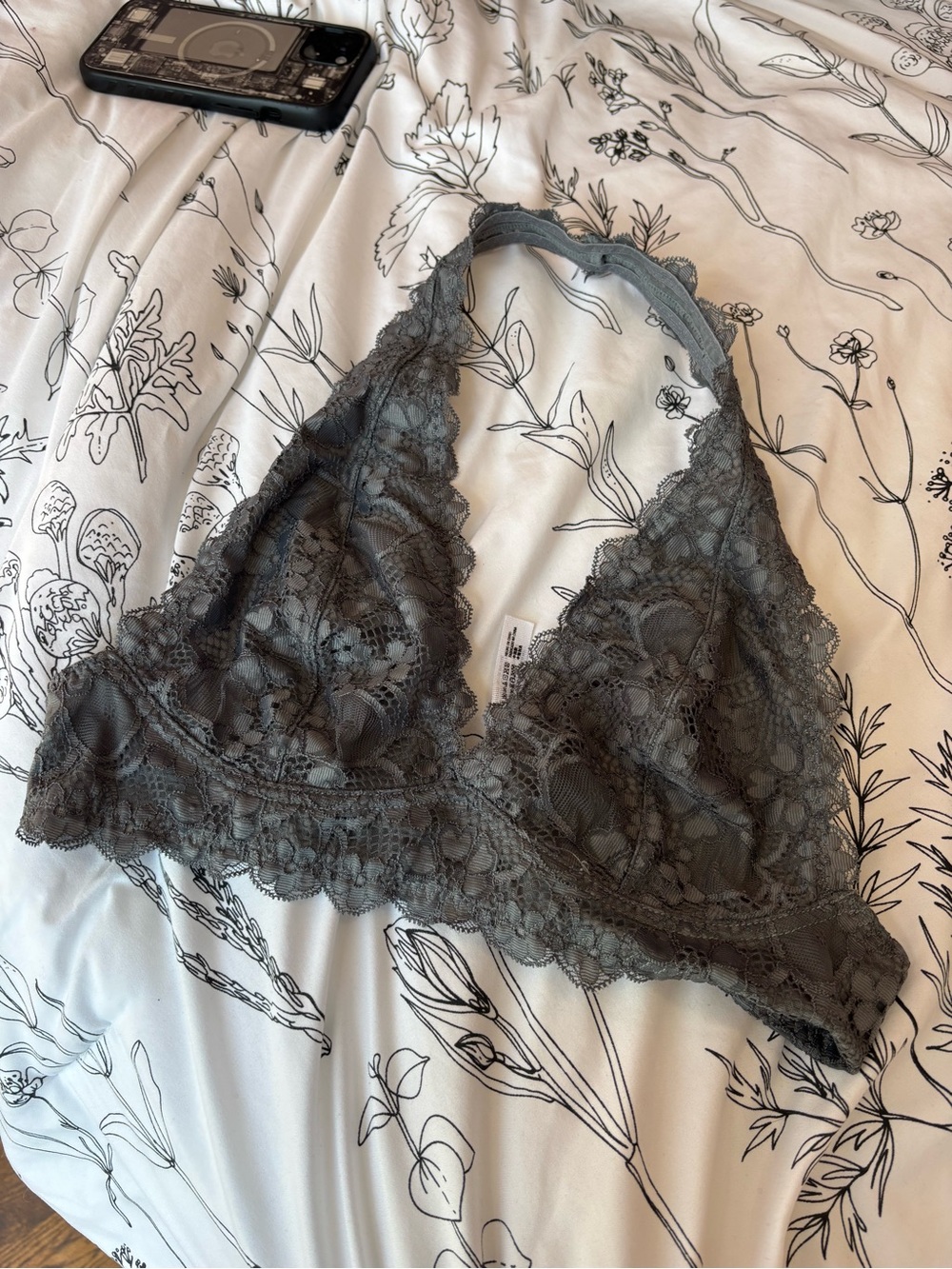 Free people Lace Halter Bralette in Charcoal Gray - Women's Intimates